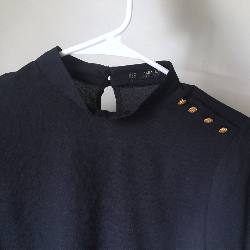 Zara navy blue blouse, military, loose